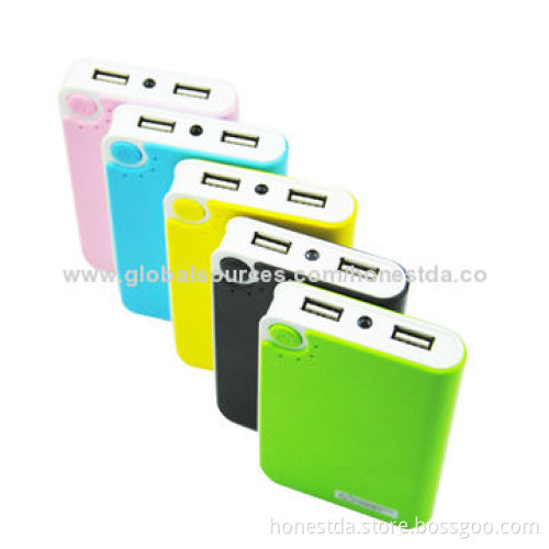4,000mAh Mobile Phone Emergency Charger with Dual USB Output and Plastic Case, for iPhone 5S